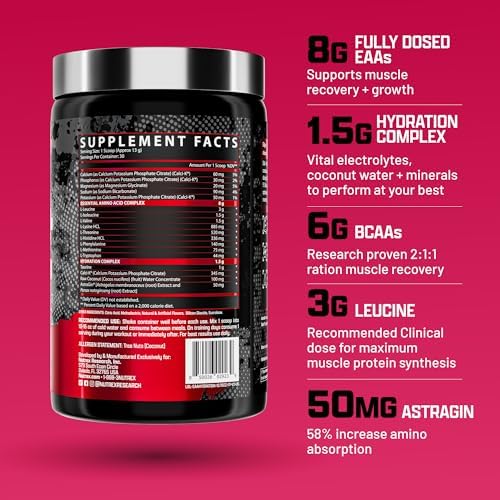 Nutrex Research EAA Hydration | EAAs + BCAA Powder | Muscle Recovery, Strength, Muscle Building, Endurance | 8G Essential Amino Acids + Electrolytes | 30 Servings (Fruit Punch) - Image 2