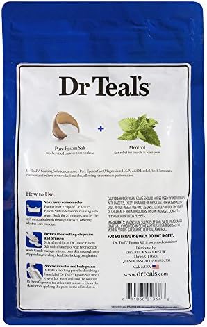 Dr Teal's Epsom Salt Magnesium Soak, Pre & Post Workout with Menthol & Essential Oils, 3 lbs (Pack of 4) - Image 2
