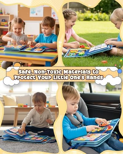 Montessori Busy Board, 8-Page Sensory Activity Toy, Dinosaur - Image 6