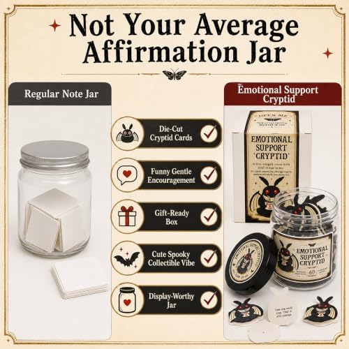 Emotional Support Cryptid Affirmation Jar, 60 Spooky Encouragement Cards, Self Care Gift for Teens, Women and Men, Halloween Basket Stuffer - Image 5
