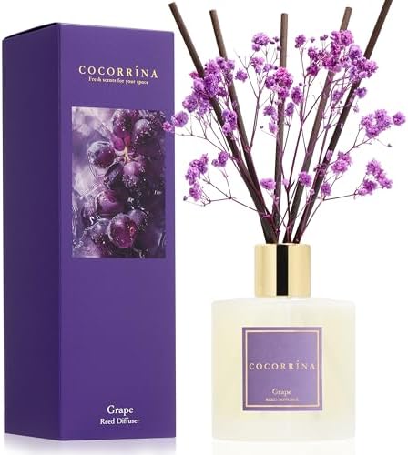 COCORRÍNA Reed Diffuser - Grape 6.7 fl oz Reed Diffuser with Sticks, Home Bedrrom Bathroom Shelf Decor by COCORR%C3%8DNA