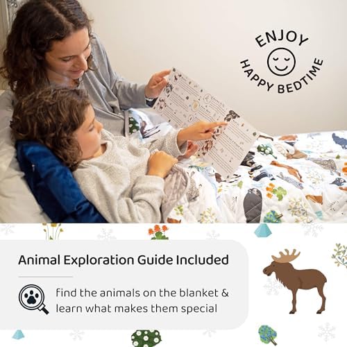 Aricove Weighted Blanket Kids, 7 lb, 40x60 inches, Small Twin Size, Soft Cotton, Machine Washable, Grey/Snow Animals - Image 5