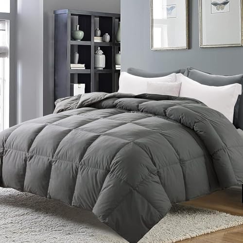 MAPLE DOWN Soft Super King Plus Size Comforter Duvet Insert-Down Alternative Comforter Quilted with Corner Tabs-Lightweight Fluffy Breathable Machine Washable (Gray, 128“x120“) by MapleDown