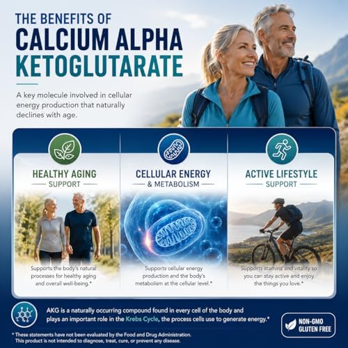 LongJuvity Calcium Alpha-Ketoglutarate Time Release AKG Supplement (1,000mg Per Serving) - Gut Health, Bone Health, Anti Aging & Longevity - Independently Lab Tested (60 Enteric Coated Capsules) - Image 2