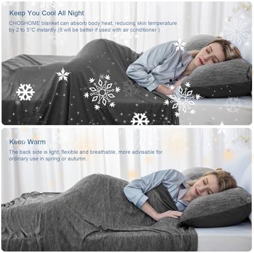 CHOSHOME Cooling Blanket for Hot Sleepers Lightweight Summer Cold Thin Blankets for Sleeping, Hot Flashes Night Sweats, Soft Blanket for Bed, Full Size, Black - Image 3