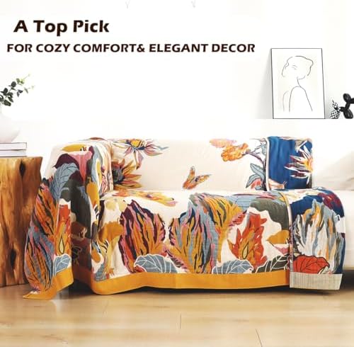 VANJOROY King Extra Large Boho Throw Blanket Oversized 91" x 108", 100% Organic Cotton Soft Bed Throw - Floral Bird Butterfly Pattern Farmhouse Blanket for Couch Sofa Chair and Gift. - Image 3