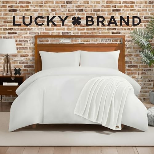 Lucky Brand Solid Plush Throw Blanket, Snowy White, 50"x70" - Image 4