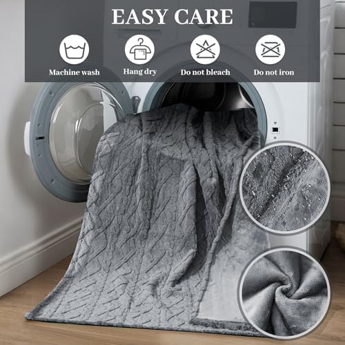 Tisancy King Size Waterproof Blanket for Bed Couch, 80'' x 60'' Double Side Leakproof Reversible Sherpa Flannel Fleece 3-Layer Lightweight Blanket, Absorbs 50oz, Gray, Machine Washable - Image 5