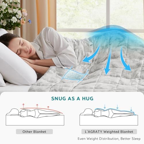 L'AGRATY Weighted Blanket - 60"x80", 15lbs Cooling Breathable Heavy Blanket with Glass Beads for Adult All-Season - Image 3