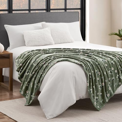 Lucky Brand Cozy Plush Blanket - Premium Microfiber Throw for Luxurious Comfort and Style, 50" x 70", Daisy Green Floral - Image 5