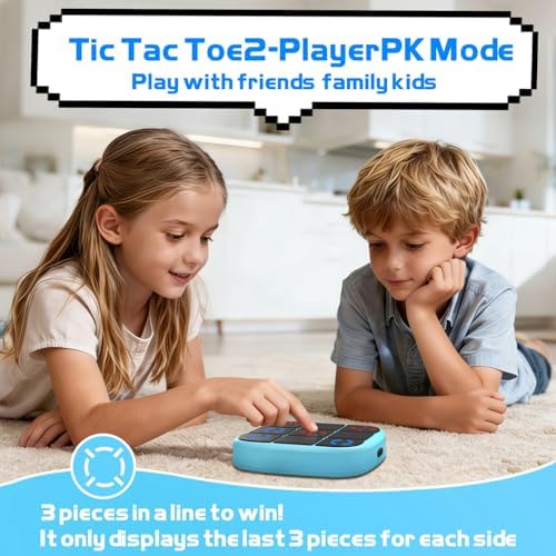 KOQQQ Rechargeable Tic-Tac-Toe Bolt Game, Upgraded 4-in-1 Handheld Puzzle Console, Electronic Educational Memory Game, Portable Travel Car Ride Board Games for Kids Adults (Blue) - Image 4