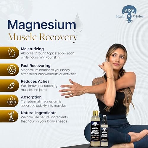 Health and Wisdom Magnesium Muscle Recovery - Topical Muscle and Joint Support - Improve Recovery, Relaxation and Soreness - Enhanced Absorption - 4 fl oz - Image 2