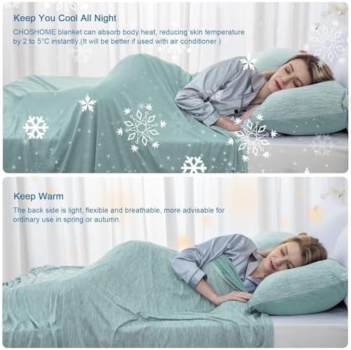 CHOSHOME Cooling Blanket for Hot Sleepers Lightweight Summer Cold Thin Blankets for Sleeping, Hot Flashes Night Sweats, Soft Blanket for Bed, Queen Size, Green - Image 4