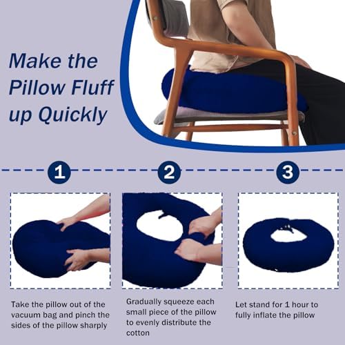BBL Pillow After Surgery for Butt Sleeping, Brazilian Butt Lift Pillow Post Surgery Recovery for Sitting Sleeping Driving Donut Pillow for Woman Lumbar Back Cushion Seat Foam (Dark Blue) - Image 7