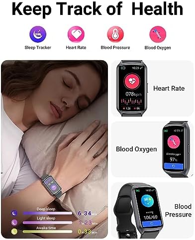 Amzhero Health Fitness Tracker with 24/7 Heart Rate, Blood Oxygen, Blood Pressure, Sleep Tracker, 5ATM Waterproof Activity Trackers with Step Tracker, Pedometer (S & L Bands Included) - Image 4