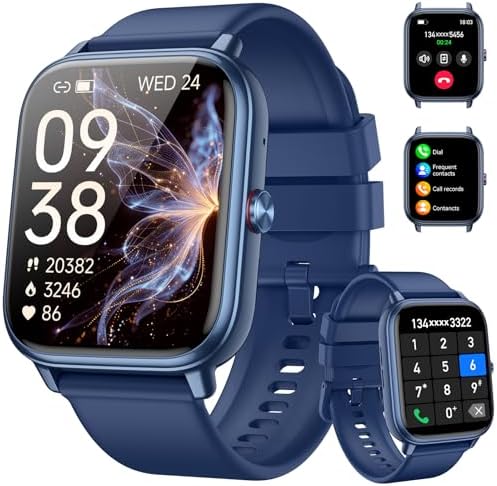 Smart Watch Fitness Tracker for Men Women, Answer/Make Call, 1000 mAh Battery, 120+ Sport Modes, Step Counter, Sleep Monitor Fitness Watch, Smartwatch for Android iPhone iOS (Blue) by Unknown