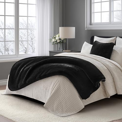 EVERGRACEHOME Faux Chinchilla Fur Throw Blanket, 60"x80", Black Noir Mink - Image 2