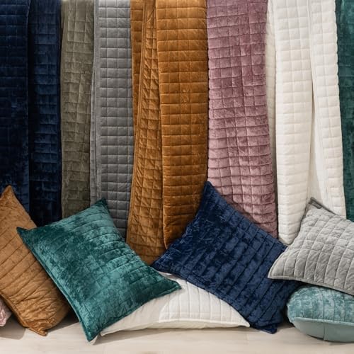 RECYCO Channel Box Stitch Velvet Quilt Set, King Size, Gray - Image 6