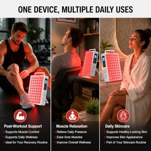Red Light Therapy Panel, 660nm & 850nm, for face & Body, White - Image 4