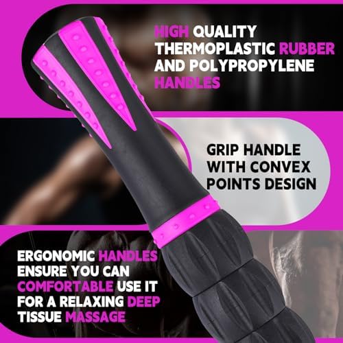 Muscle Roller Stick for Athletes, Massage Roller Stick, Lymphatic Drainage and Liposuction Massage Roller, Relieves Muscle Soreness, Trigger Points, for Physical Therapy and Recovery (Purple & Black) - Image 4