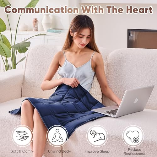 Weighted Blanket for Adults 7lbs, 24"x29", Cooling Heavy Throw Blanket, Microfiber Soft Big Blankets Weighted Comforter, Navy - Image 4