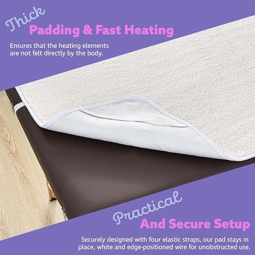 Massage Table Warmer Heating Pad – 71"x31" Heated Massage Pad with Adjustable Temperature (104°F–131°F), Auto Shut-Off, Sherpa Fabric, Ideal Massage Blanket & Bed Warmer for Table Use - Image 4