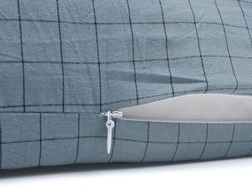 Contour Pillow Case Cotton Pillowcase Covers with Zipper, Zippered Soft Replacement Cases for Memory Foam Ergonomic Contour Neck Cervical Latex Pillows for Pain Relief Protector Plaid Print Cover Only - Image 3