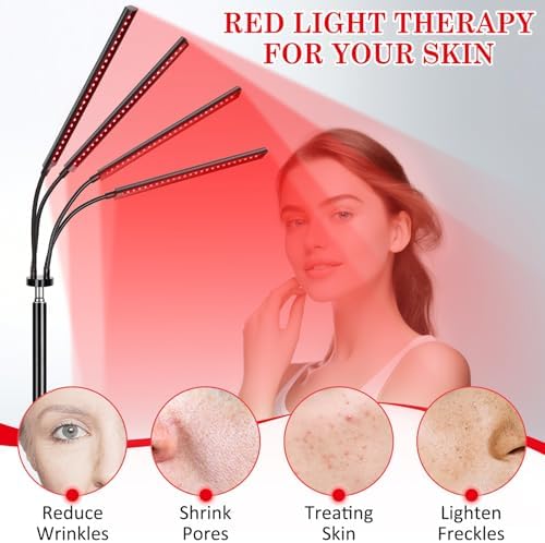 4-Head Red Light Therapy Lamp, 200 LEDs with Adjustable Stand - Image 2