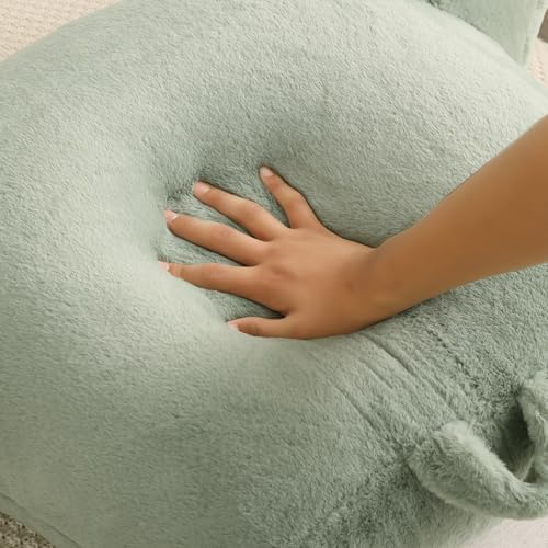 Large Plush Backrest Pillow for Sitting in Bed,Faux Fur,Green - Image 7