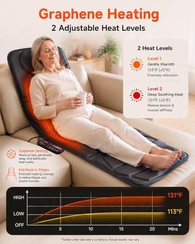 Snailax Full Body Massage Mat with Heat, 10 Motors Vibration Massage Pad - Image 5