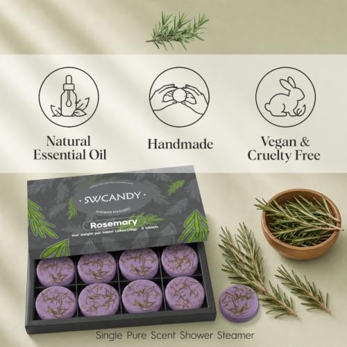 SWCANDY Rosemary Shower Steamers 8 Pack, Home Spa Self Care - Image 6