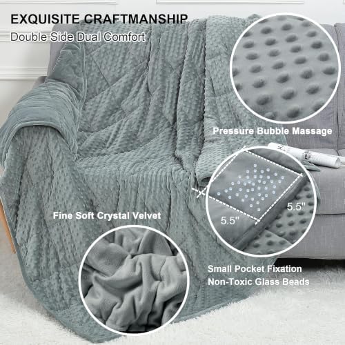 Alomidds Weighted Blanket for Adults 15lbs Queen 60"x80" Minky Grey - Image 2