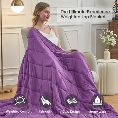Weighted Blanket for Adults 15lbs, 48"x72", Twin Full Size Cooling Heavy Throw Blanket for 140-160lbs, Microfiber Soft Big Blankets Weighted Comforter, Purple - Image 3