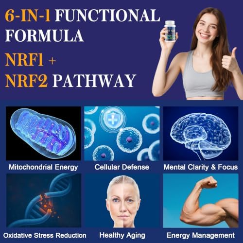 NRF1 & NRF2 Supplement 1500mg | Dual Pathway Antioxidant Formula with CoQ10, Curcumin, Trans-Resveratrol & Ashwagandha | Cellular Energy & Wellness Aging | 60 Capsules - Image 3
