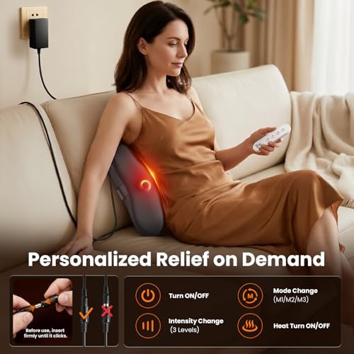 BOB AND BRAD Cordless Back Massager with Heat FSA Eligible HSA, Shiatsu Back Massager for Pain Relief Deep Tissue, 3D Kneading Massage Pillow for Pain Relief, Soothing Full-Body Relief for Family - Image 3
