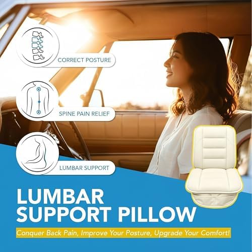 CORRIDOR Genuine Leather Seat Cushion for Car - Handmade - Relieve Hip, Pressure and Sciatica Pain - Ideal for Lower Back Pain - for Office Chair and Car Seat (Off White, Seat + Backrest) - Image 3