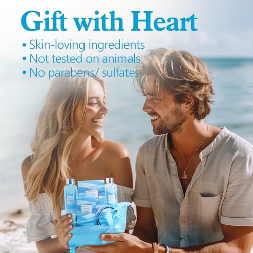 Bath and Body Gift Set for Women, Body & Earth Ocean Gift Basket, 7 Pcs Bath Sets for Women Gift with Bubble Bath, Body Lotion, Scented Candle, Spa Kit for Her, Christmas Gifts for Mom, Wife - Image 3