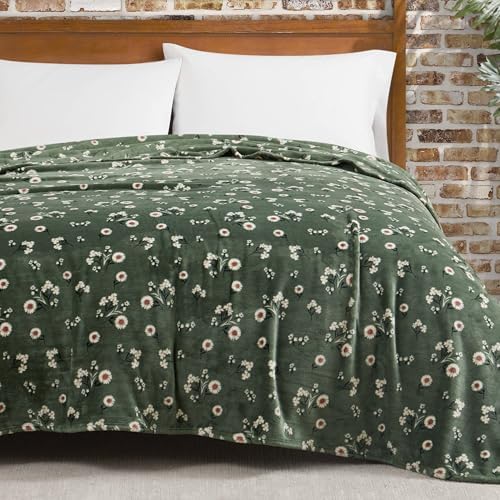 Lucky Brand Daisy Green Floral 66"X90" Cozy Plush Blanket - Premium Microfiber Throw for Luxurious Comfort and Style Twin/Twin XL Size by LuckyBrand