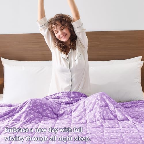 yescool Weighted Blanket for Adults (20 lbs, 48" x 72", Mauve) Cooling Heavy Blanket for Sleeping Perfect for 140-160 lbs, Twin Size Breathable Blanket with Premium Glass Bead, Machine Washable - Image 4