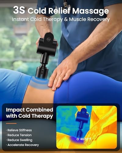 NAPRE Massage Gun with Heat and Cold Head,Deep Tissue Percussion Back Massager for Muscle/Neck/Body Pain Relief with Long Extension Retractable Handle,32-Speeds,Foldable with 5 Adjustable Angles - Image 5