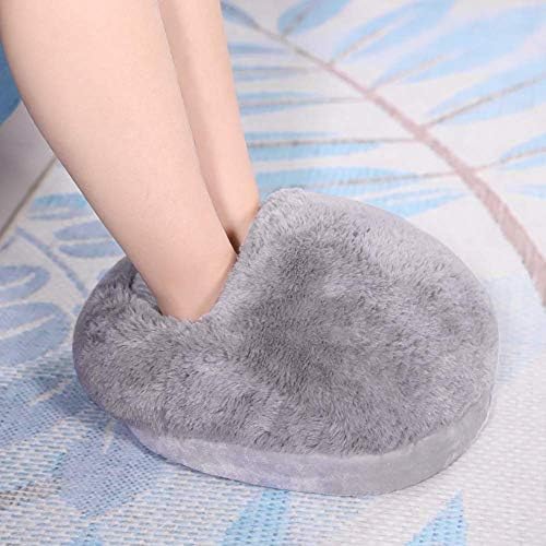 USB Electric Heated Foot Warmer, Plush Foot Heater, Rechargeable Kneading Massager, Thermal Slipper, Pain Relief, Heat Therapy, (Grey) - Image 7