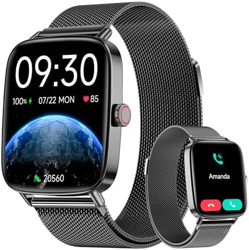 Tensky Smart Watch for Women Men, 1.85" HD AMOLED Fitness Tracker (Answer/Call) with 24/7 Heart Rate/Sleep/SpO2 Monitor for iPhone & Android, 120+ Sports Modes Smartwatch with IP68 Waterproof by Tensky