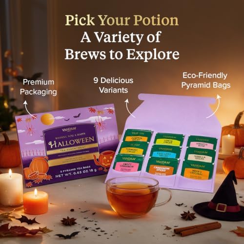 VAHDAM LIMITED EDITION - Halloween Tea Gift Set (9 Unique Pyramid Teabags) - Image 4