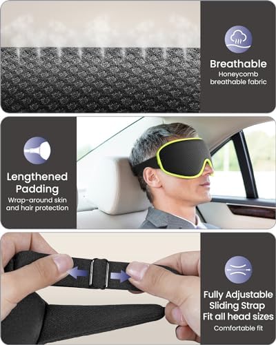 WAOAW Sleep Mask for Men Women: Blackout Eye Masks for Sleep - 3D Breathable Soft Comfortable Eye Mask for Travel - Adjustable Light Blocking Night Masks for Sleeping - Image 4