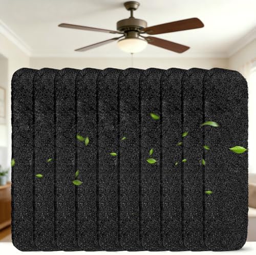 10Pcs Ceiling Fan Filters for Blades, Activated Coconut Shell Carbon Ceiling Fan Filters, Unscented Fan Blade Air Purifier Pads for Common Household Contaminants, Easily Sticks by WAWINYAirVentFilters
