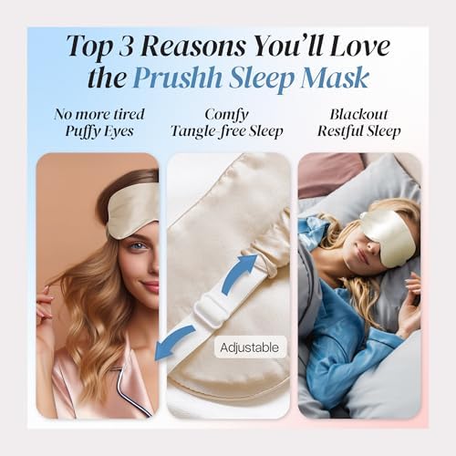 Silk Sleep Mask - Luxurious 100% Pure Mulberry Silk Eye Mask for Restful Sleep and Travel, Hypoallergenic, Cooling, Total Blackout, Adjustable for Women & Men (Champagne Gold) - Image 2