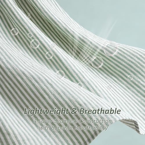 EMME Cotton Muslin Blanket Couch 4-Layer Breathable Gauze Soft Lightweight Bed Blankets Adults Sage Green King (108" x 90") - Image 5