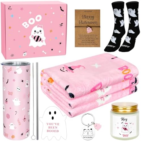 8 Pcs Halloween Boo Basket Gifts for Women Pink Ghost Basket Stuffers Gift by Augacage