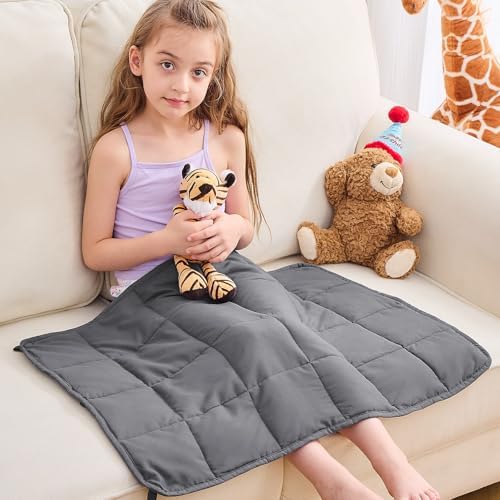yescool Weighted Lap Pad 2 Pounds Weighted Lap Blanket, Grey Small Weighted Blanket, Weighted Throw Blanket Gifts for Travel Indoor Outdoor, 20"x30" by yescool