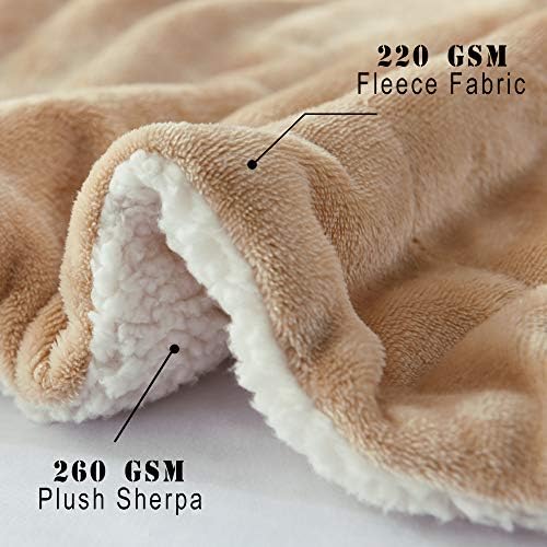 NANPIPER Throw Blanket Reversible Sherpa Flannel Super Soft Fuzzy Plush Fleece Microfiber for Bed/Couch (60"x80",Beige) - Image 4